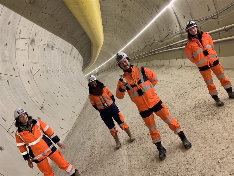 Visiting an underground structure under excavation, with the project team.